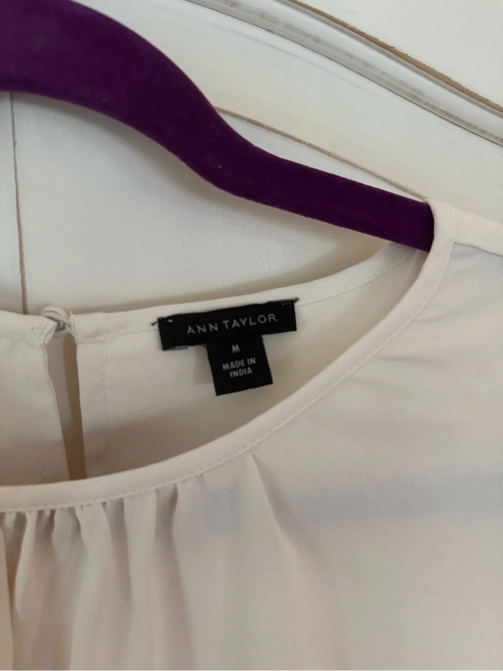 Ann Taylor Ivory Cut-Out Sleeve Blouse